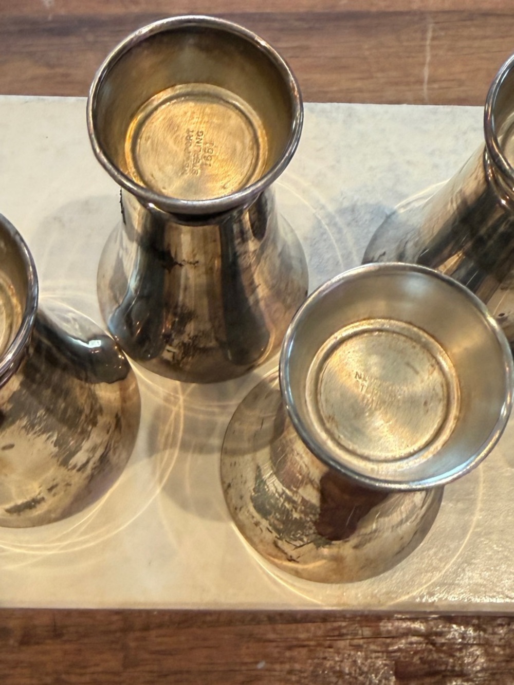 Sterling Silver Vintage liqueur glasses- Set of 4. - Picture 2 of 4